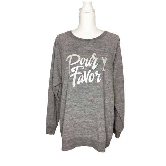 Wildfox Gray Iridescent Pour Favor Wine Sweatshirt Womens Medium - Picture 2 of 5